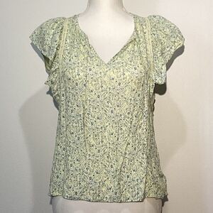 Lucky Brand Floral Blouse  Yellow and Blue